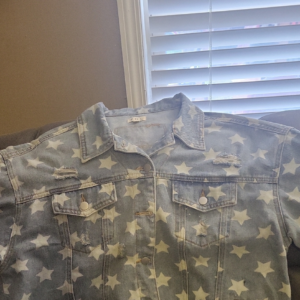 POL Star Patterned Denim Jacket With Slight Distressing NEVER WORN!